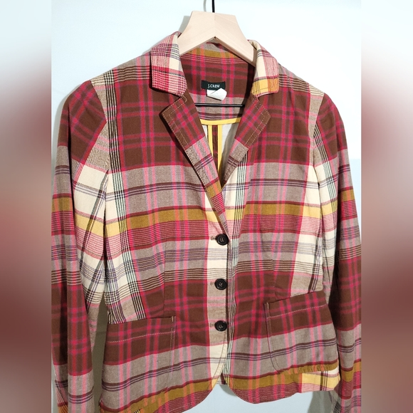 J. CREW plaid cotton blazer jacket, size 2 - Picture 3 of 6